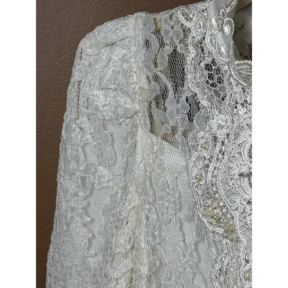 Vintage Dorissa International Nicole Dress Lace Pearls Taffeta Party Hot Pink 14